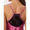 cheibear Women's Satin Sliky Sleeveless Lace Trim Camisole Tops with Shorts Pajamas Sets - 4 of 4