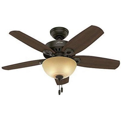 Hunter Fan Company 52218 Builder 42 Inch Indoor Home Ceiling Fan with Energy Efficient Light and 2 6.5 Watt LED Light Bulbs, New Bronze