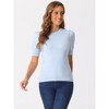 Allegra K Women's Ribbed Knit Crew Neck Lantern Short Sleeve Casual Blouse - 3 of 4