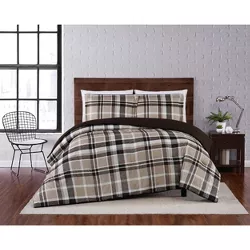 Paulette Plaid Comforter Set Taupe - Truly Soft
