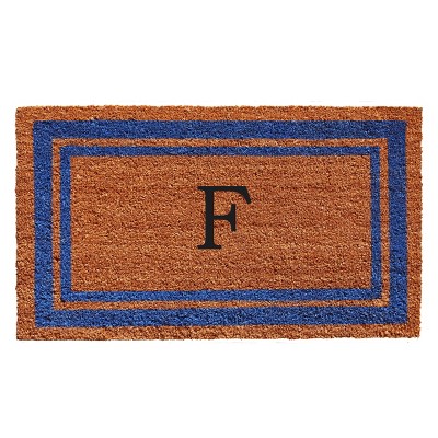 Calloway Mills 152972436F Blue Border 24 In. x 36 In. Monogram Doormat (Letter F)