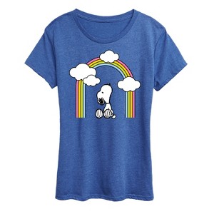 Women's - Peanuts - Snoopy Looking Up Rainbow Short Sleeve Graphic T-Shirt - 1 of 4