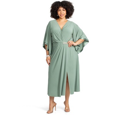 Catherines Women's Plus Size V-Neck Twist Maxi Dress