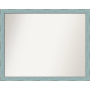 30" x 24" Non-Beveled Sky Blue Rustic Wood Bathroom Wall Mirror - Amanti Art - 1 of 4