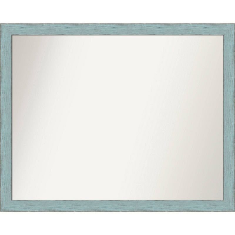 30&#34; x 24&#34; Non-Beveled Sky Blue Rustic Wood Bathroom Wall Mirror - Amanti Art, 1 of 11