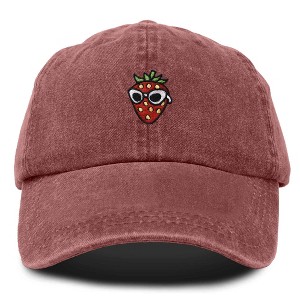 Dalix Strawberry Embroidered Cap Cotton Baseball Summer Cool Dad Hat Womens - 1 of 4