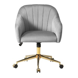 WestinTrends Phoebe Upholstered Velvet Swivel Vanity Office Chair With Wheels - 1 of 4