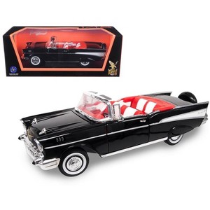 1957 Chevrolet Bel Air Convertible Black 1/18 Diecast Model Car by Road Signature - 1 of 4