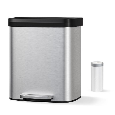13 Gallon/50 Liter Metal Large Trash Can with Lid, Suitable for Kitchen, Office, Bedroom Trash Can