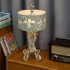 Chic Vintage Table Lamp with Distressed Cream and Blue Shade, Decorative Scroll Base, 33.66" Height, 1pc - 2 of 4