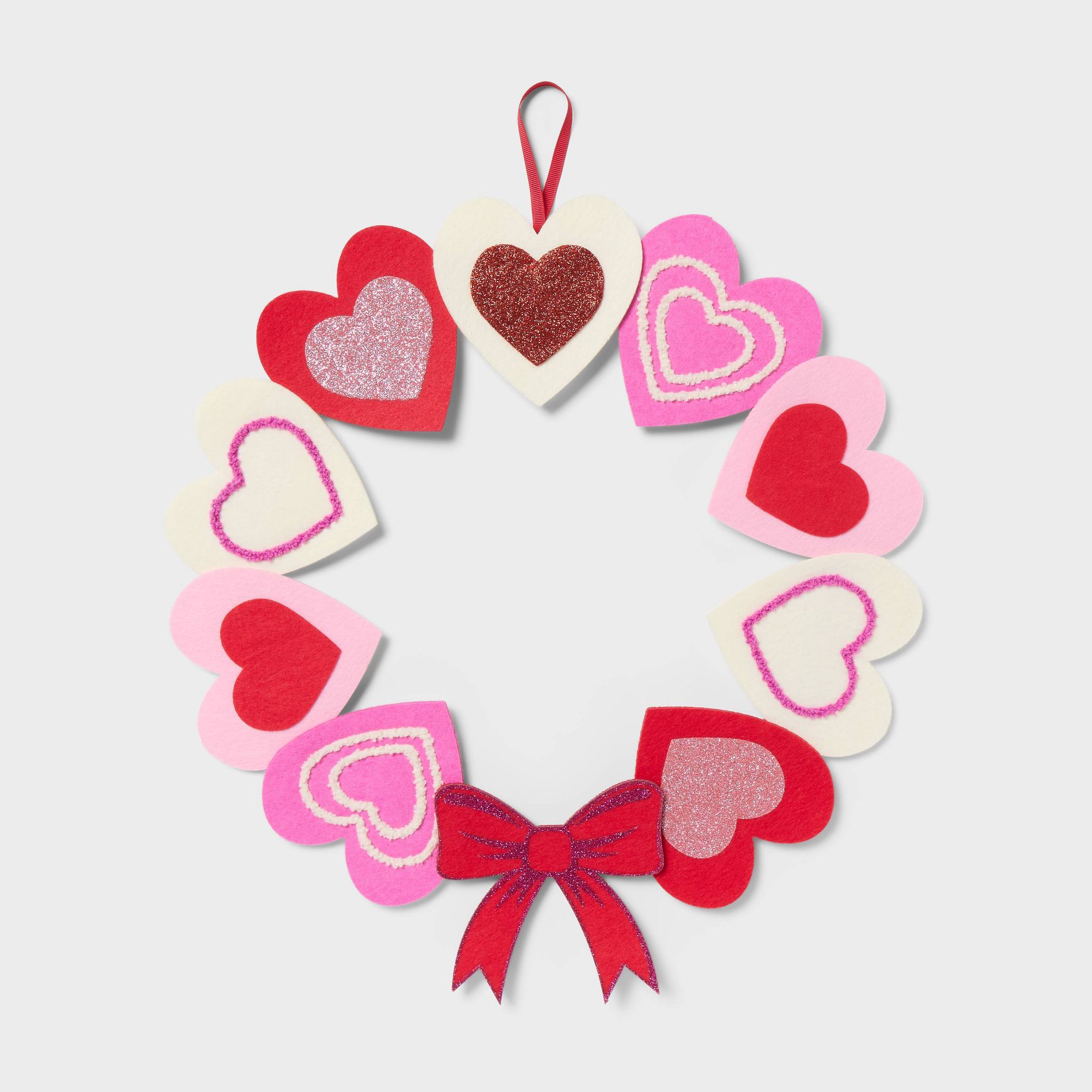 Valentine's Day Felt Heart and Bows Wreath - Spritz™