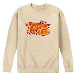 Men's Instant Message Tailgate Champions Graphic Fleece Sweatshirt - Cream - Small - 1 of 4
