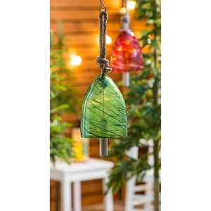 Evergreen Art Glass Swirl Green Bell Chime - 1 of 2
