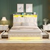 Upholstered Platform Bed Frame with Headboard, 4 Dustproof Storage Drawers & LED Lights - 3 of 4