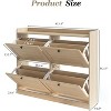 Large Shoe Storage Cabinet with 4 Flip Drawers, Narrow Shoe Rack Organizer for Entryway, Adjustable Shelves, Freestanding, Wooden Legs - 2 of 4