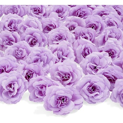 Bright Creations 50-Pack Purple Artificial Flower Heads Silk Rose for Weddings, Decor, DIY Crafts, 3 Inches