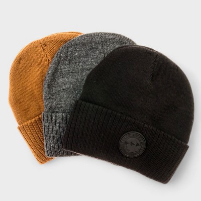 Canada Weather Gear Boys 3-Pack Beanie - Winter Knit Hat Set - Warm, Stylish & Comfortable Kids Beanies for Cold Weather