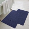 Cotton Solid Absorbent Thick Checkered Grid Washable Bath Mats, Set of 2 by Blue Nile Mills - 2 of 4