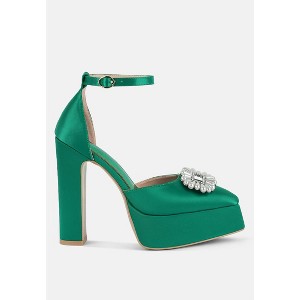 Pearls Brooch Detail Platform Block Heel Sandals Women - 1 of 4