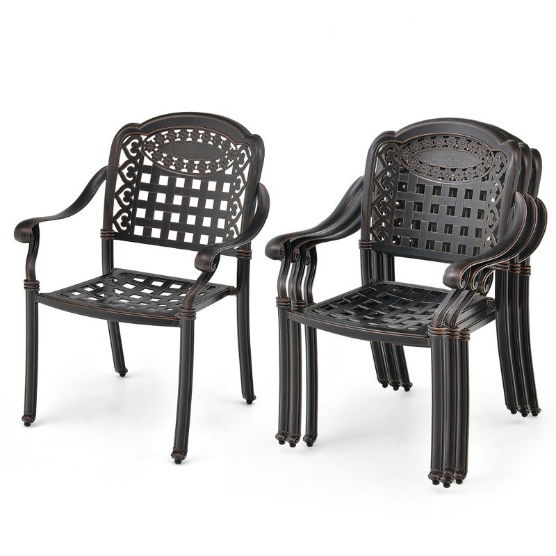 Tangkula 4 Pieces Cast aluminum patio chair bistro dining chair outdoor cast aluminum chair, 1 of 11