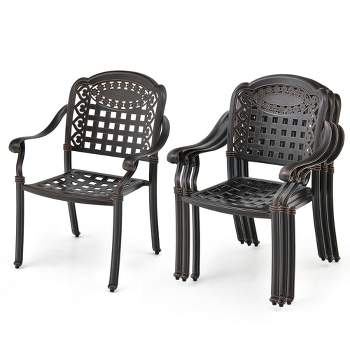 Tangkula 4 Pieces Cast aluminum patio chair bistro dining chair outdoor cast aluminum chair