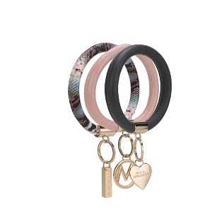 MKF Collection Jasmine 3 Piece Bangle Wristlet and Keychain Set by Mia K- Charcoal Pink - 1 of 4