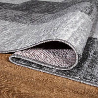 Gray Geometric Easy Care Synthetic Area Rug 8' x 10'