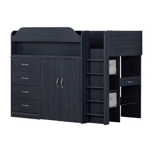 Ulysses Kids' Loft Bed with Desk Blueberry - South Shore: Twin Bunk Bed, Particle Board, ASTM & CARB Certified - 1 of 4