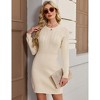 Coolmee Women's Cable Knit Sweater Dress Long Sleeve Knit Fall Winter Dresses Crewneck Mini Pencil Dresses - 2 of 4