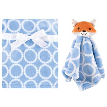 Hudson Baby Infant Boy Plush Blanket with Security Blanket, Blue Fox, One Size