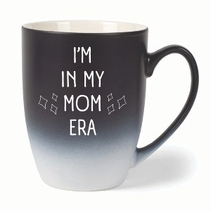 Elanze Designs In My Mom Era Two Toned Ombre Matte 10 ounce New Bone China Coffee Tea Cup Mug, Black and White - 1 of 4