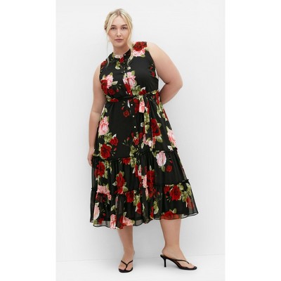 Women's Plus Size Roma Print Dress - black | CITY CHIC