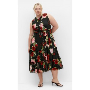 Women's Plus Size Roma Print Dress - black | CITY CHIC - 1 of 4