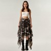 Anna-Kaci Women's Asymmetrical Floral Chiffon Midi Skirt with Draped Waist and Layered Handkerchief Hem - 2 of 4