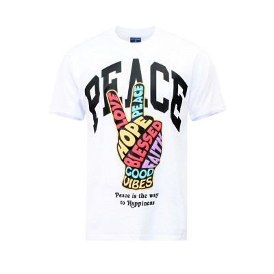 Slickblue Men's Peace Sign Graphic T-Shirt, 100% Cotton, Short Sleeve Crewneck, Black/White/Mint, Size S-XL