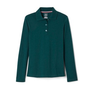 French Toast School Uniform Girls Long Sleeve Fitted Interlock Polo with Picot Collar (Feminine Fit) - 1 of 1