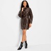 Women's Long Sleeve Faux Leather Mini Shirtdress - Future Collective Brown - 3 of 3