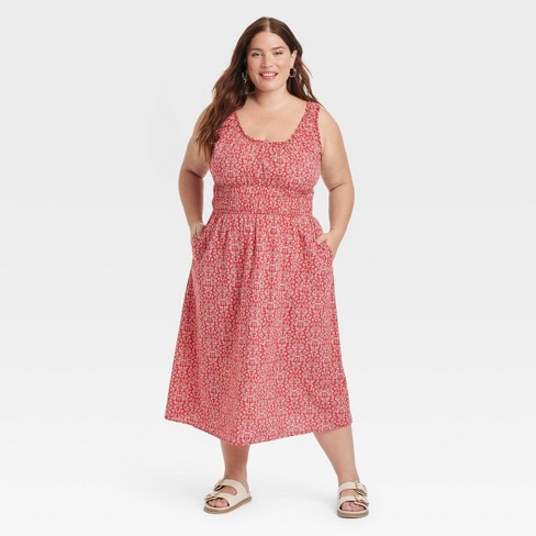 Women s Midi Sundress Universal Thread Red Floral 2x Target