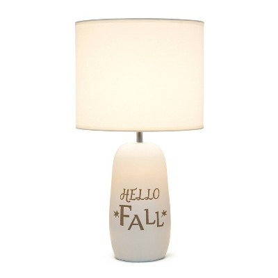 White Ceramic Pumpkin-Shaped Table Lamp with Fabric Shade