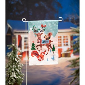 Evergreen Garden Flag Woodland Creatures Linen Double Sided Indoor Outdoor Decor 18" x 12.5" - 1 of 4