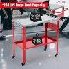 36"x18" Welding Table, 1200 lb Portable Steel Workbench with 1/2" Fixture Holes, 8 Tool Slots, Tool Tray & 4 Locking Casters for Garage, Workshop - 2 of 4