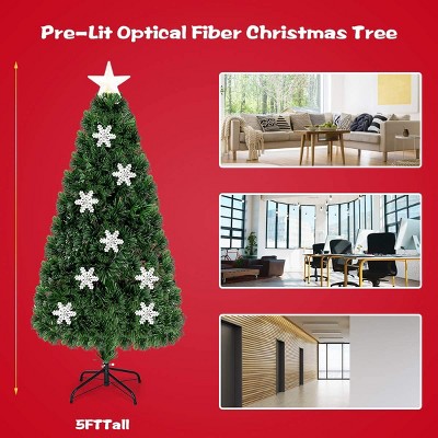 5-Foot Green Fiber Optic Artificial Christmas Tree with Multicolor LED Lights