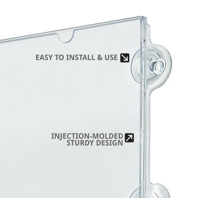 Clear Acrylic Window/Door Sign Holder Frame with Suction Cups, 8.5''W x 11''H