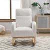 Padded Rocking Chair With Wood Legs And High Backrest,Nursery Room Rocking Armchair,Lounge Chair For Living Room And Bedroom-The Pop Home - 3 of 4