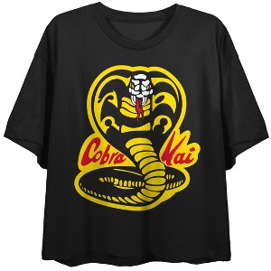 Cobra Kai Yellow And Black Cobra Women's Black 21 Cropped T-shirt - 1 of 3