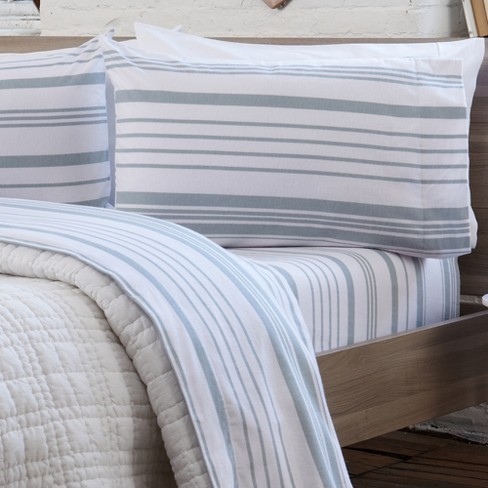 Overname veelbelovend Migratie Great Bay Home Cotton Solid Flannel Sheet Set (full, Soft Blue - Stripe) :  Target