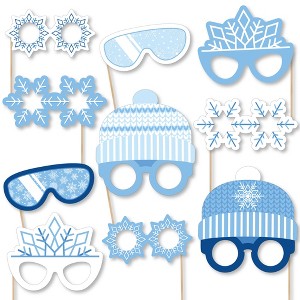 Big Dot of Happiness Blue Snowflakes Glasses and Headpieces - Paper Card Stock Winter Holiday Party Photo Booth Props Kit - 10 Count - 1 of 4