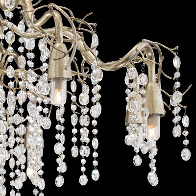 Champagne Silver Branches Chandelier with Clear Crystal Strands