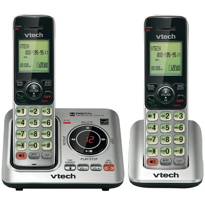 VTech DECT 6.0 Cordless Home Phone with Answering Machine, Backlit Display,  Speakerphone, Caller ID - 1000 ft Range, White/Grey