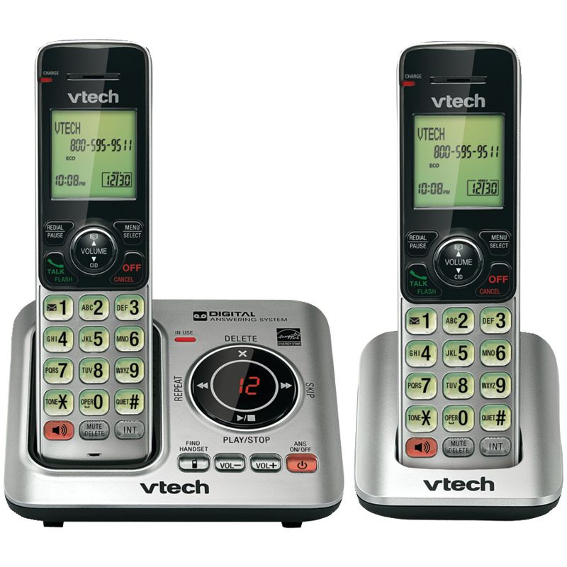 VTech® DECT 6.0 Corded Cordless Expandable Phone Combo with Caller ID, Call Waiting, and Answering System, Silver and Black, 1 of 6